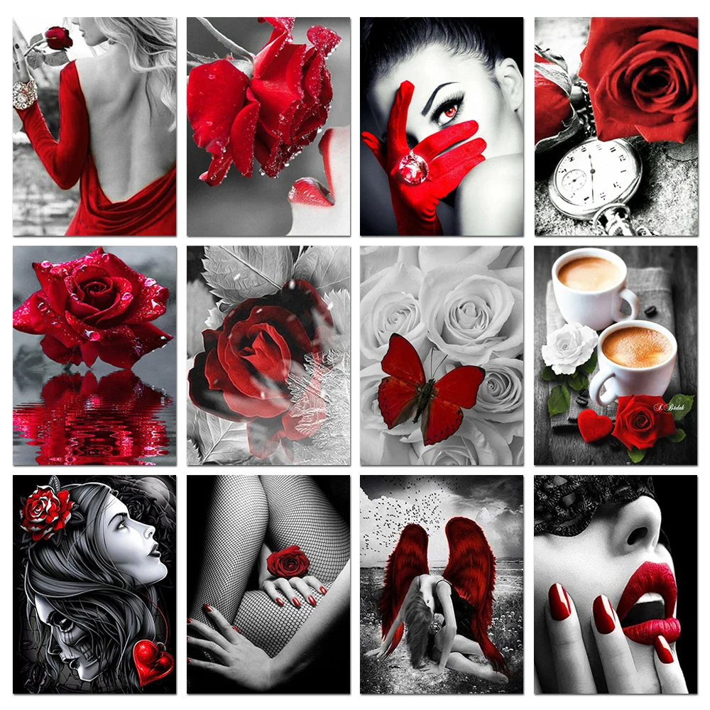 Embroidery Rose - 5D Diamond Painting Flower Rose Skull