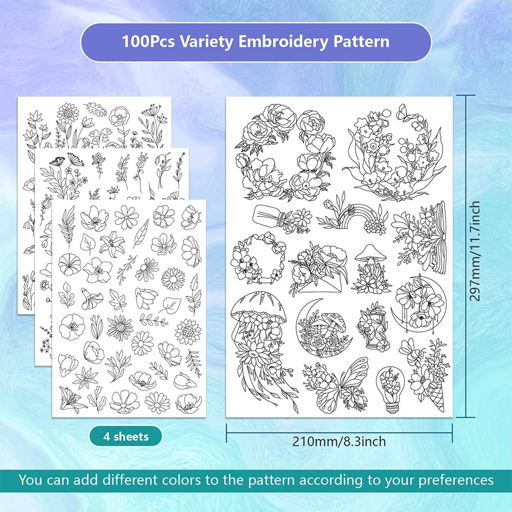 4 Sheets Water Soluble Embroid - Embroidery Meaning recension och pris