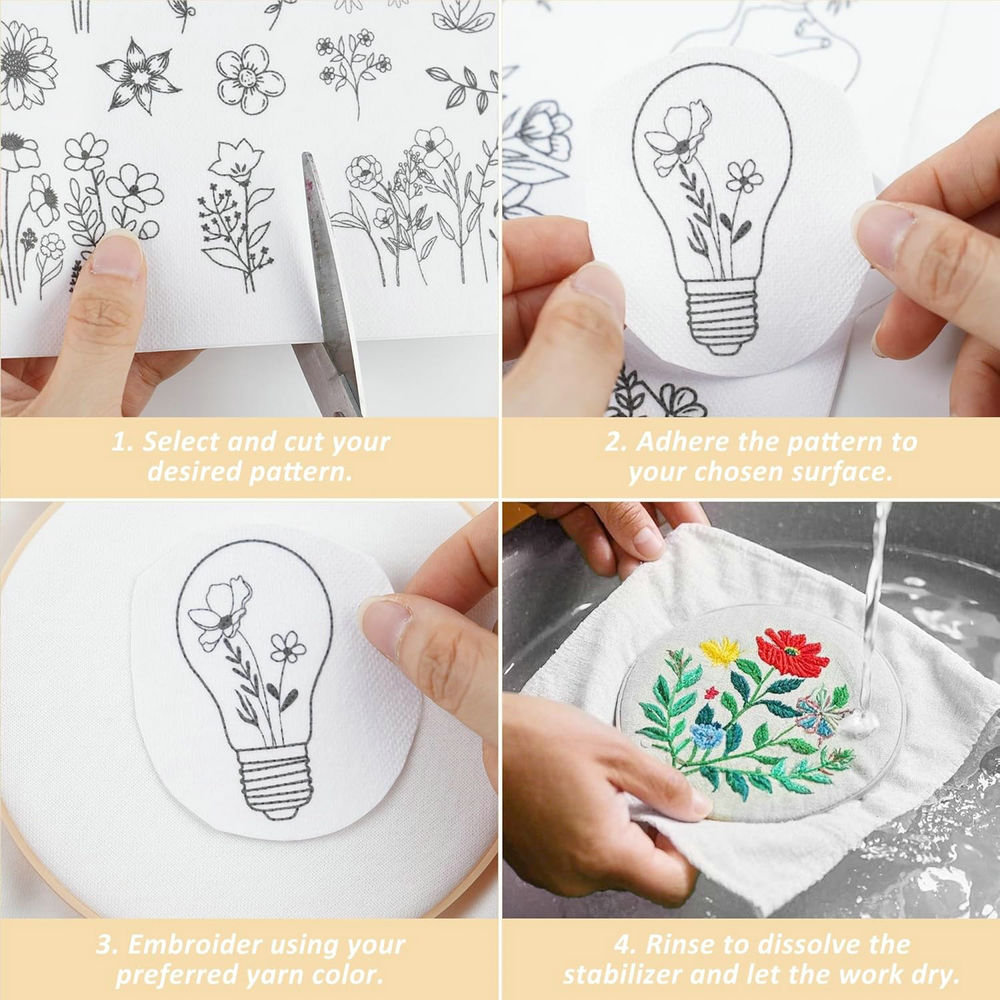 4 Sheets Water Soluble Embroid - Embroidery Meaning recension och pris