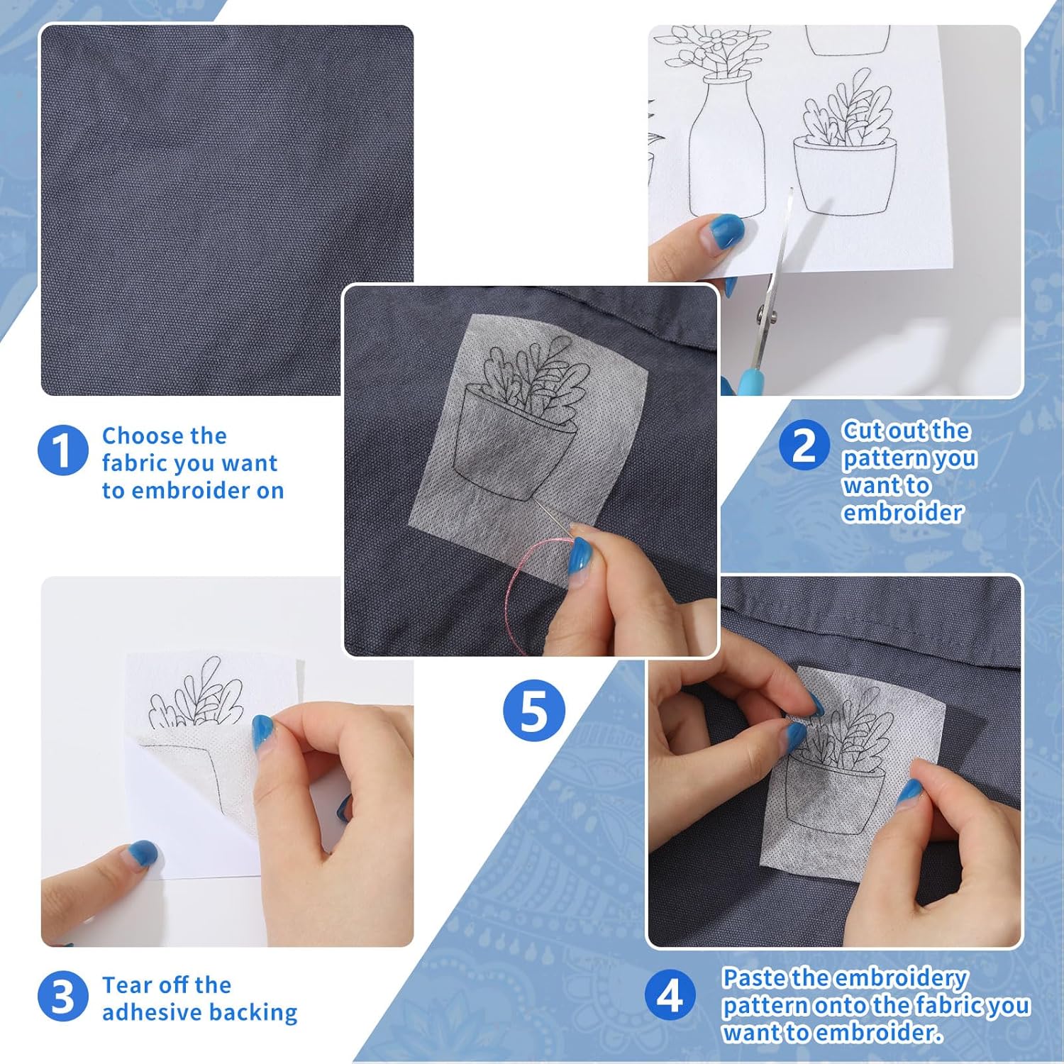 4 Sheets Water Soluble Embroid - Embroidery Meaning recension och pris